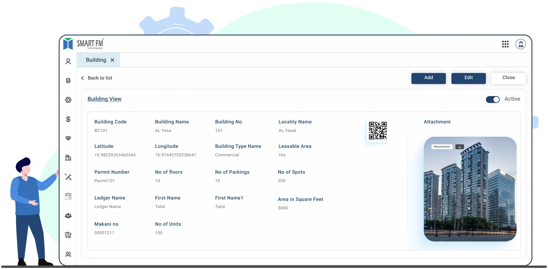 Facility register system for managing building assets, zones, floors and location mapping
